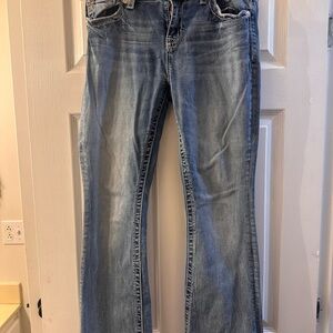 Miss Me Blue Boot Cut Jeans with Vintage Aesthetic